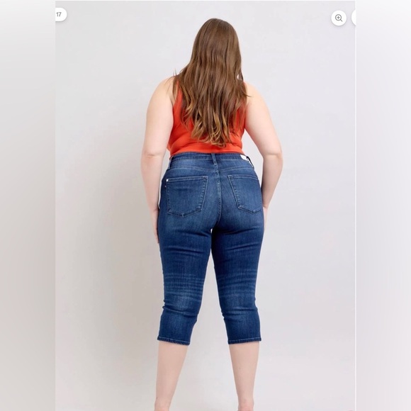 NWOT Judy Blue Skinny Fit Capri Mid-Rise Jeans 16W Dark Wash Stretch JB72120DK - Picture 9 of 9